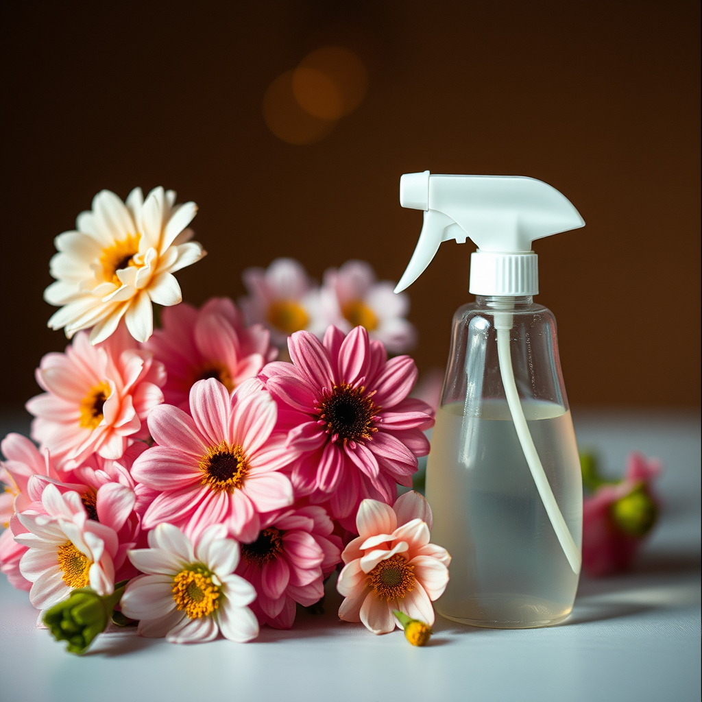 flowers and a spray bottle